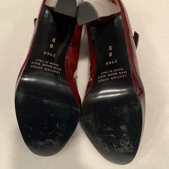 Burgundy patent leather heels. Great details - Picture 10 of 12